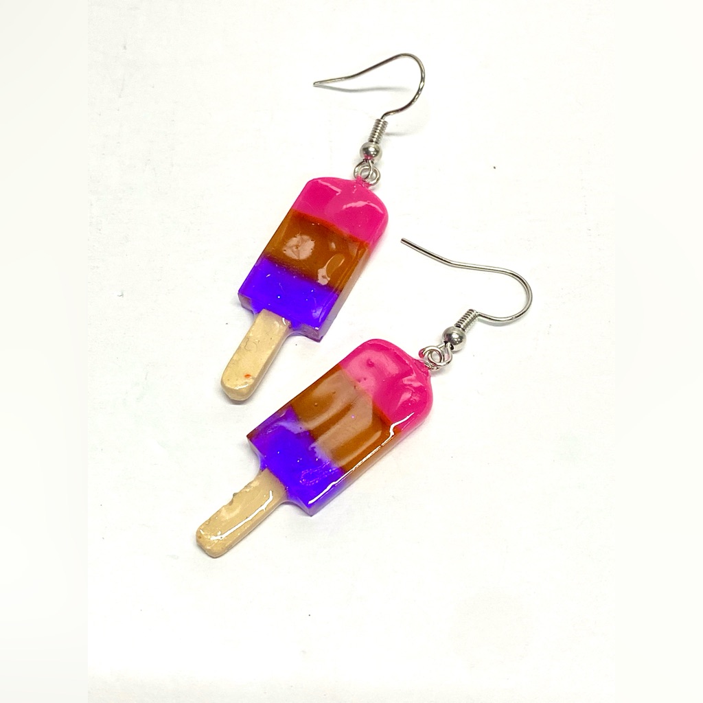Handmade Popsicle Resin Art Dangle Earrings